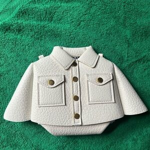 Small White Shirt Purse with Gold Accents and Shoulder Chain